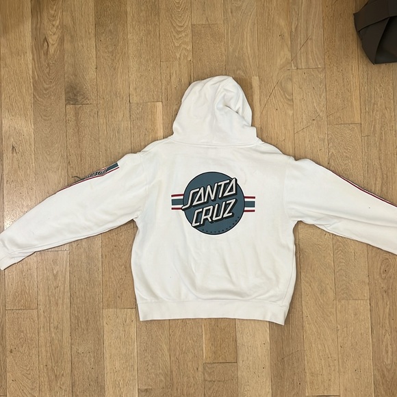 White Santa Cruz hoodie with red & blue detailing, size Large - Picture 5 of 5